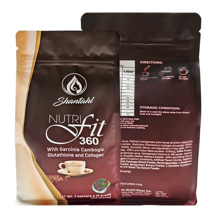 Custom Matte Flat Bottom Pouch (8-Side Seal) with Zipper for Functional Coffee & Supplement Sachets