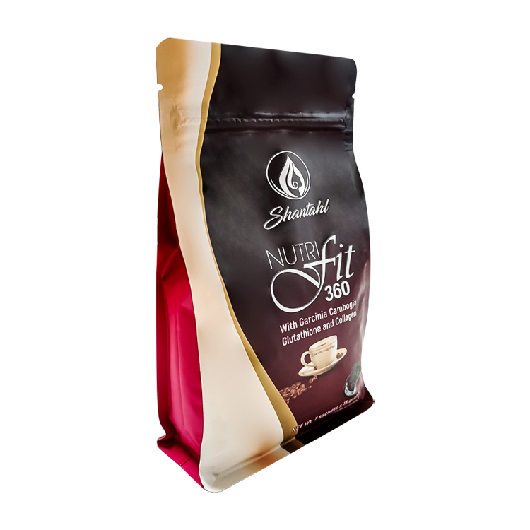 Custom Matte Flat Bottom Pouch (8-Side Seal) with Zipper for Functional Coffee & Supplement Sachets Gallery 4