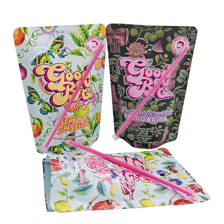 Custom Spot UV Stand-Up Pouch with Straw Hole for Ready-to-Drink (RTD) Cocktails & Mocktails Gallery 2