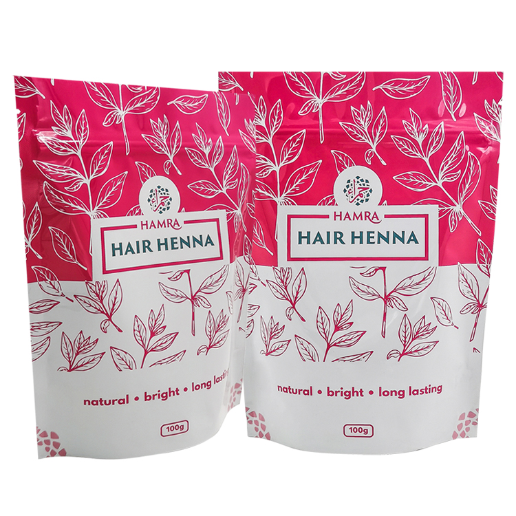 Custom Digital Printed Stand Up Pouch with Zipper for 100g Hair Henna & Herbal Powders Gallery 4