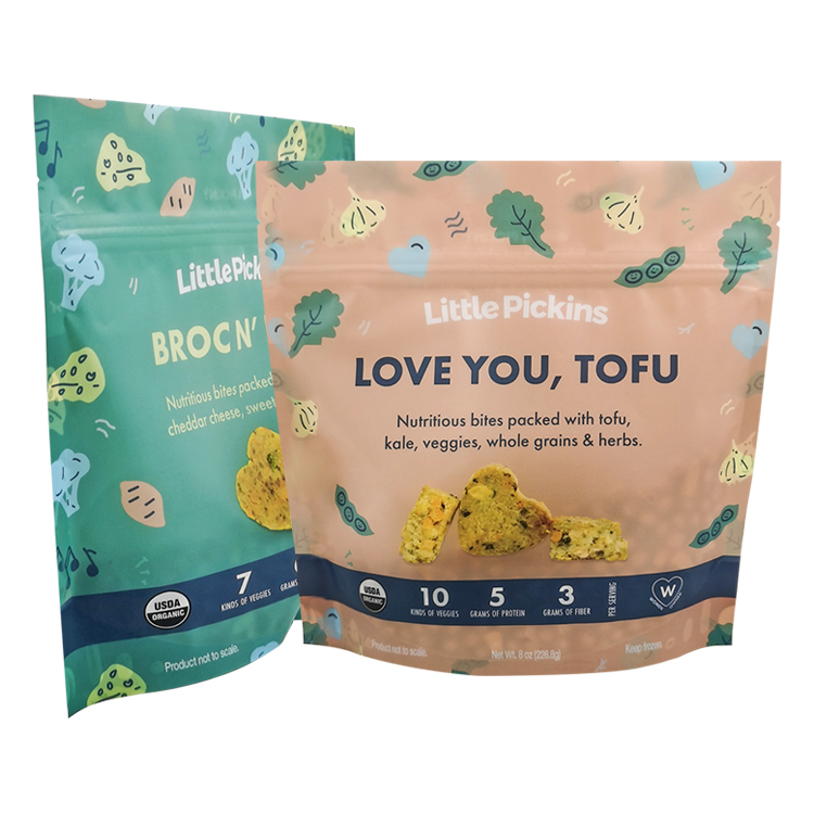 Custom Digital Printed Matte Stand Up Pouch for 8oz Frozen Organic Toddler Food & Bites Gallery 2