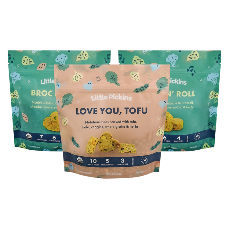 Custom Digital Printed Matte Stand Up Pouch for 8oz Frozen Organic Toddler Food & Bites Gallery 3