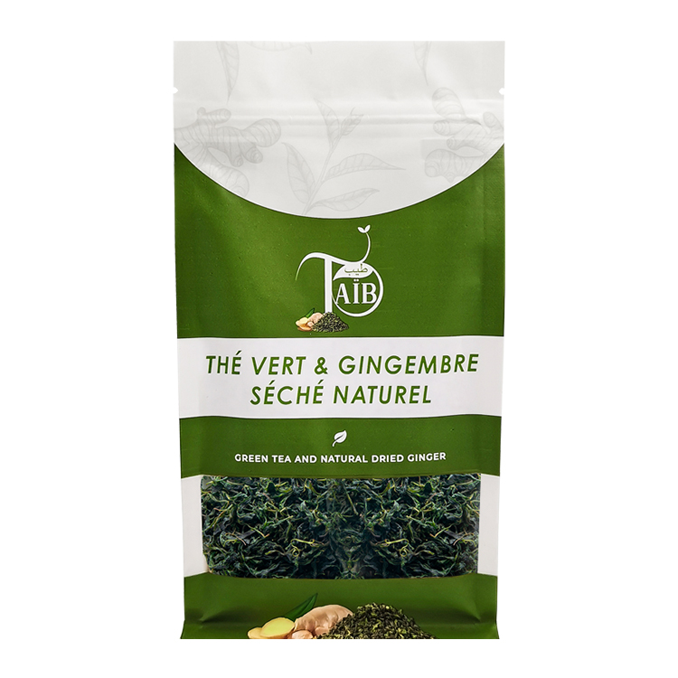 Custom Matte Flat Bottom Tea Pouch with Clear Window (Matopp/VMPET/PE) for 125g Loose Leaf Green Tea & Herbal Blends Gallery 3