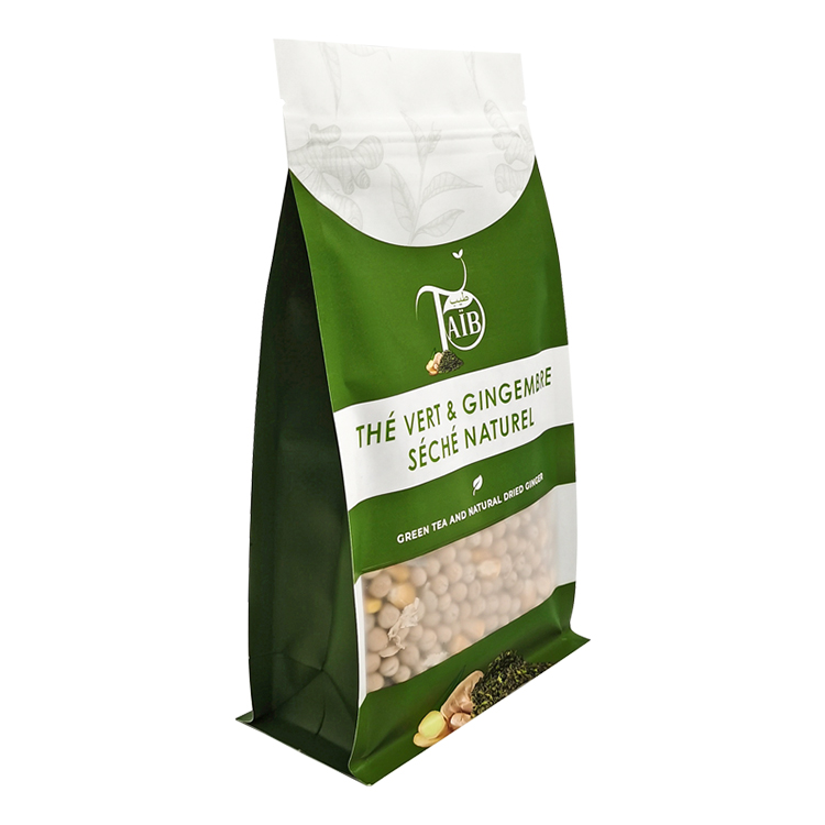 Custom Matte Flat Bottom Tea Pouch with Clear Window (Matopp/VMPET/PE) for 125g Loose Leaf Green Tea & Herbal Blends Gallery 5
