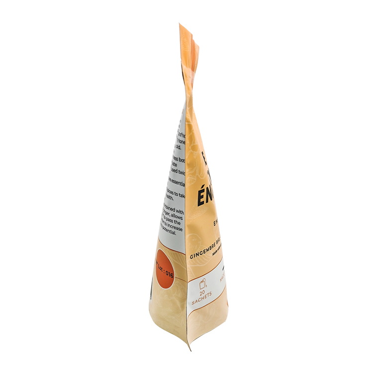Custom Printed Matte White Kraft Flat Bottom Pouch (8-Side Seal) with Zipper for Organic Wellness Tea & Herbs Gallery 5
