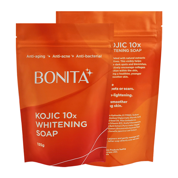 Custom Matte Metallized Stand-Up Zipper Pouch for 135g Kojic Acid & Beauty Soap