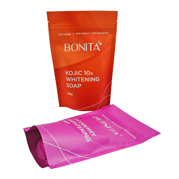Custom Matte Metallized Stand-Up Zipper Pouch for 135g Kojic Acid & Beauty Soap Gallery 2