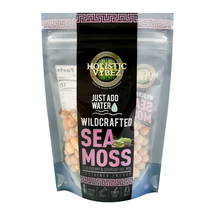 Custom Digital Printed High-Clarity Stand Up Pouch with Window for Dried Sea Moss & Superfood Powders Gallery 2
