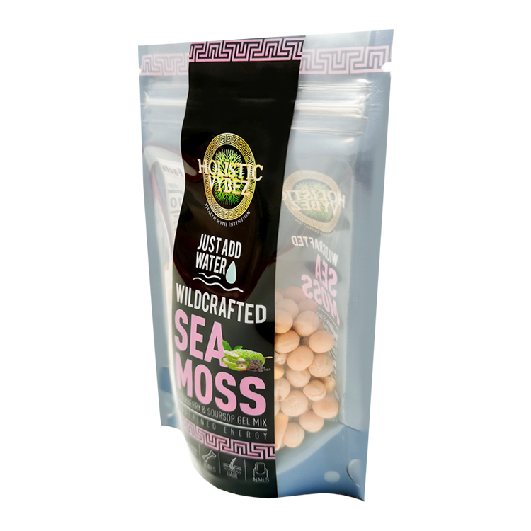 Custom Digital Printed High-Clarity Stand Up Pouch with Window for Dried Sea Moss & Superfood Powders Gallery 3
