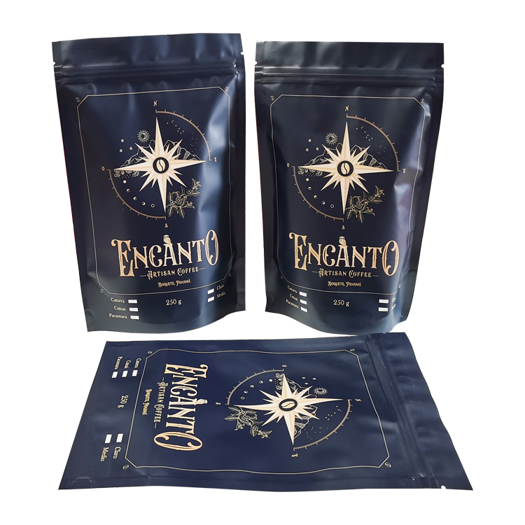 Custom Printed Matte Stand-Up Coffee Pouch (MATOPP/VMPET/PE) with Degassing Valve for 250g Specialty Beans Gallery 2
