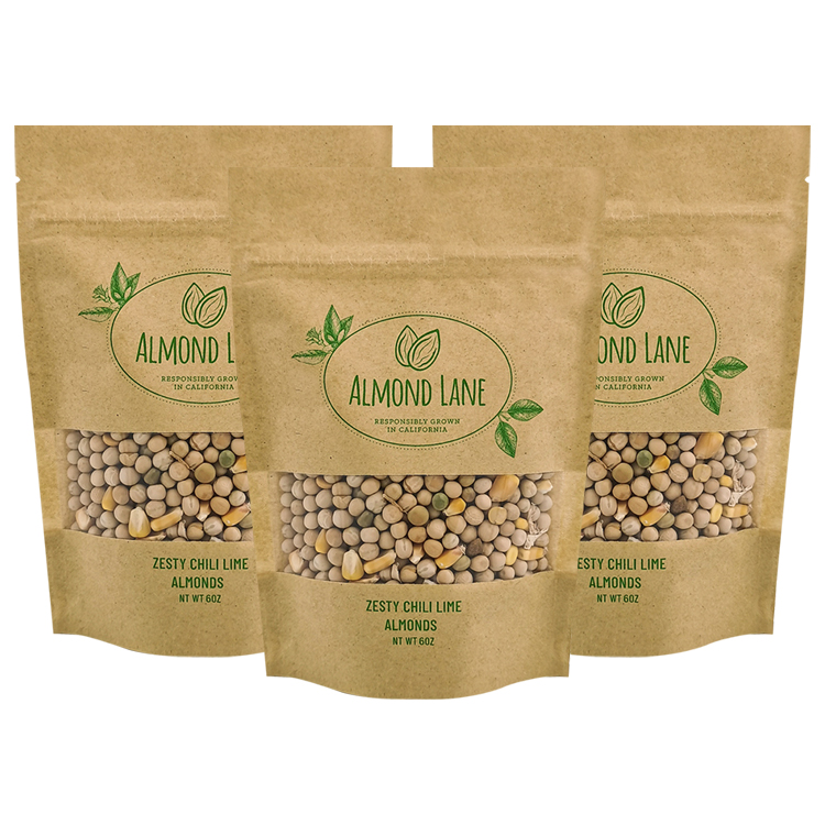 Custom Printed Brown Kraft Stand-Up Pouch with Full Horizontal Window for 6oz Nuts & Seeds Gallery 2