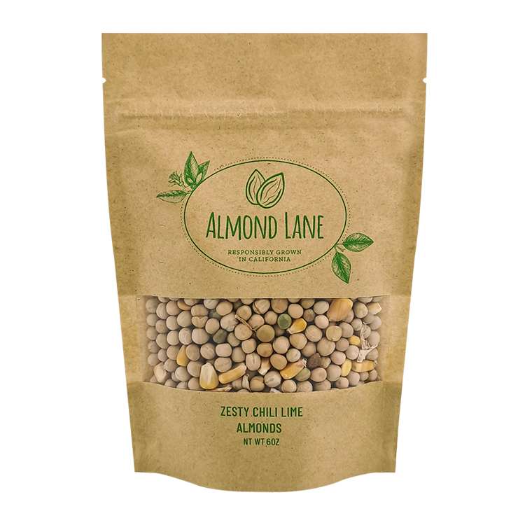 Custom Printed Brown Kraft Stand-Up Pouch with Full Horizontal Window for 6oz Nuts & Seeds Gallery 3