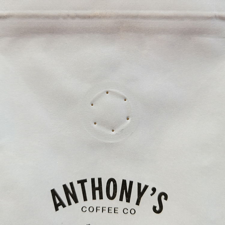 Custom 100% Compostable Flat Bottom Coffee Pouch (White Kraft/PLA) with PLA Valve for 2 lb Beans Gallery 5
