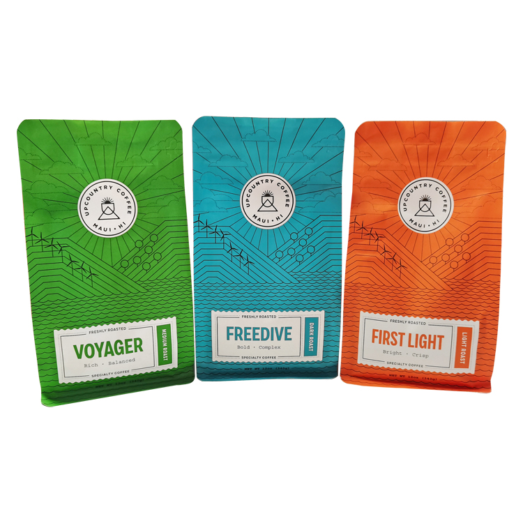 Custom 100% Compostable Flat Bottom Coffee Pouch (White Kraft/PLA) with PLA Valve & Zipper for 12oz Beans Gallery 4