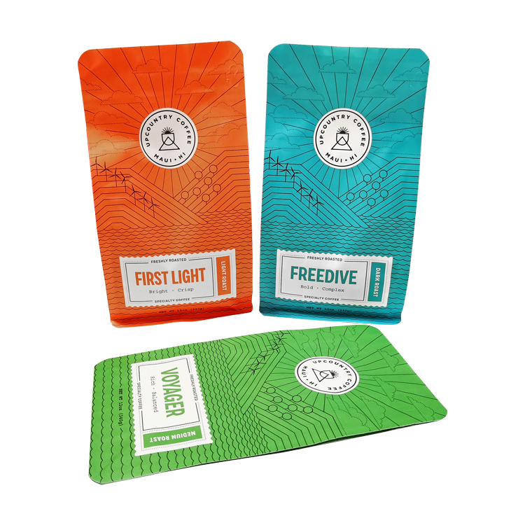 Custom 100% Compostable Flat Bottom Coffee Pouch (White Kraft/PLA) with PLA Valve & Zipper for 12oz Beans Gallery 2