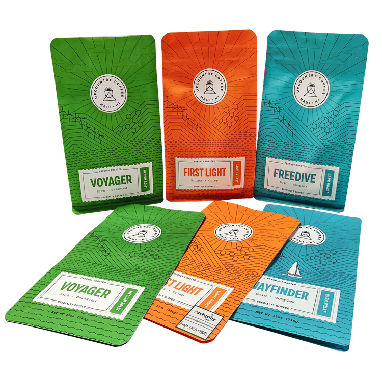 Custom 100% Compostable Flat Bottom Coffee Pouch (White Kraft/PLA) with PLA Valve & Zipper for 12oz Beans Gallery 3