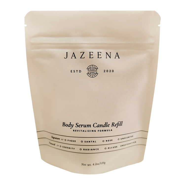 Custom 100% Compostable Microwave-Safe Stand-Up Pouch for 120g Body Serum Candle Refills Gallery 2