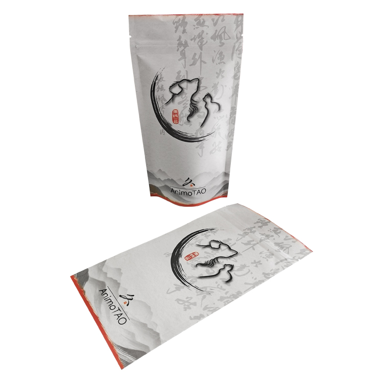Custom 100% Compostable White Kraft Stand-Up Pouch (120 Micron) with PLA Zipper for Pet Herbal Supplements & Botanicals Gallery 2