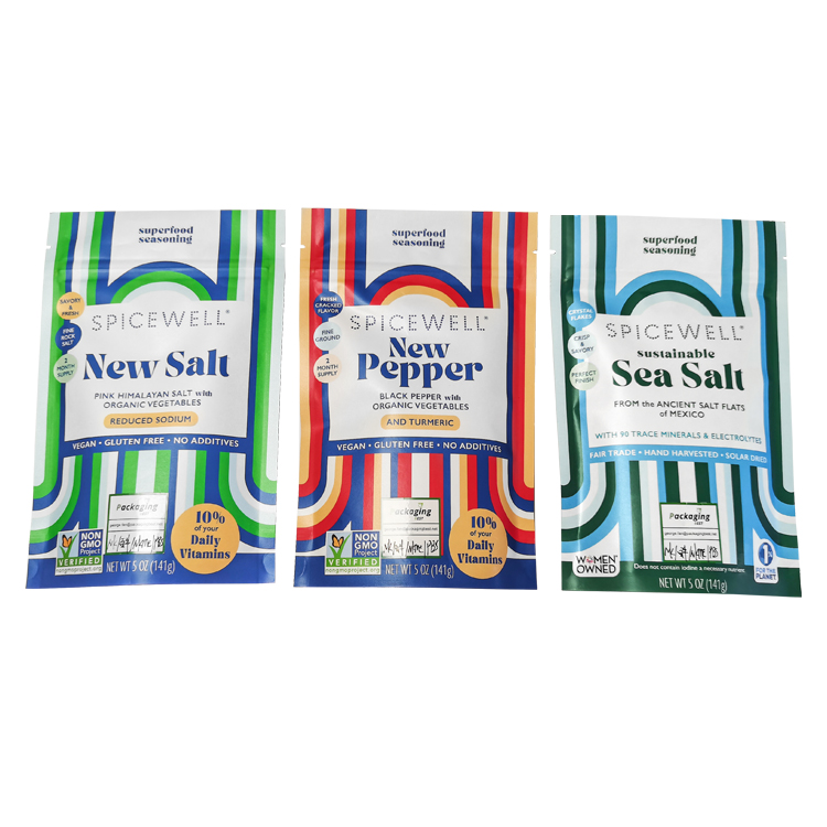 Custom Digital Printed 100% Compostable Stand-Up Pouch (NK/Kraft/NKME/PBS) for 5oz Gourmet Seasonings & Mineral Salts Gallery 5