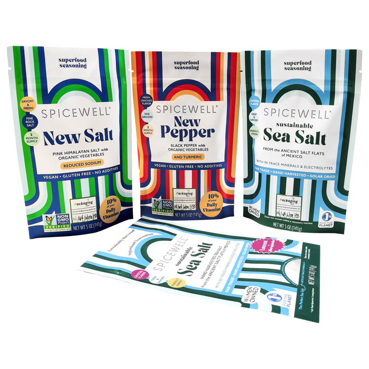 Custom Digital Printed 100% Compostable Stand-Up Pouch (NK/Kraft/NKME/PBS) for 5oz Gourmet Seasonings & Mineral Salts Gallery 2