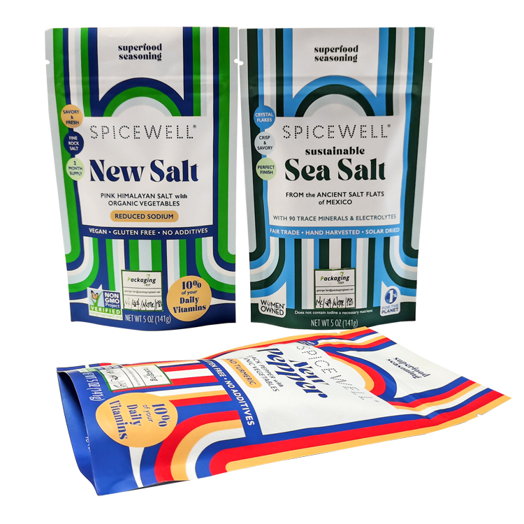 Custom Digital Printed 100% Compostable Stand-Up Pouch (NK/Kraft/NKME/PBS) for 5oz Gourmet Seasonings & Mineral Salts Gallery 4