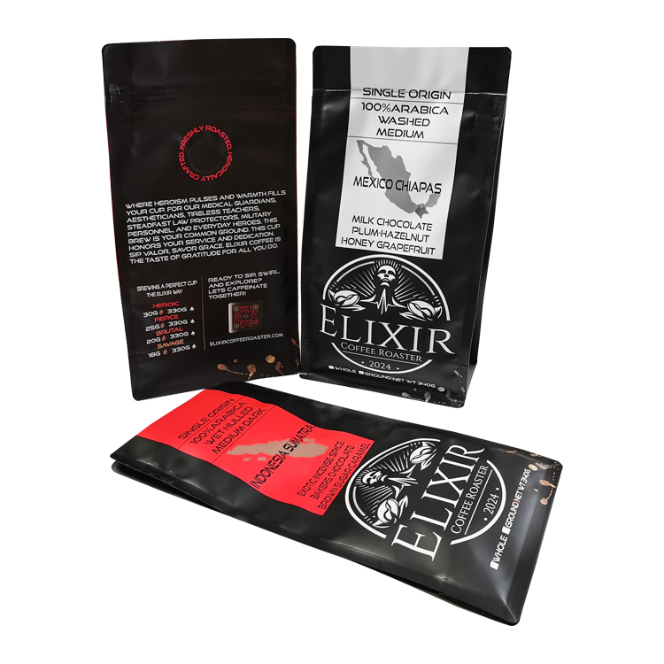 Custom Digital Printed 100% Recyclable Flat Bottom Coffee Pouch (Mono-PP) with Valve & Zipper for 12oz Beans Gallery 2