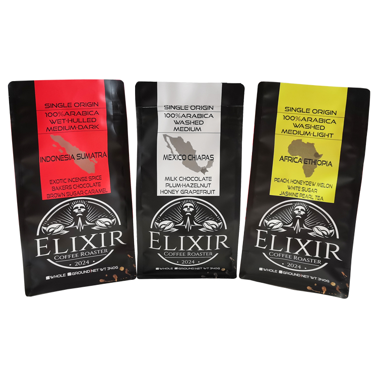 Custom Digital Printed 100% Recyclable Flat Bottom Coffee Pouch (Mono-PP) with Valve & Zipper for 12oz Beans