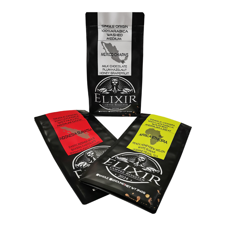 Custom Digital Printed 100% Recyclable Flat Bottom Coffee Pouch (Mono-PP) with Valve & Zipper for 12oz Beans Gallery 4