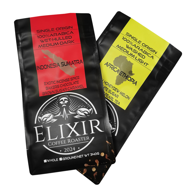 Custom Digital Printed 100% Recyclable Flat Bottom Coffee Pouch (Mono-PP) with Valve & Zipper for 12oz Beans Gallery 6