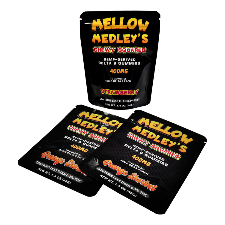 Custom Digital Printed Glossy Stand-Up Pouch (PET/VMPET/PE) with Zipper for 10ct Hemp Delta-9 Gummies & Edibles Gallery 3