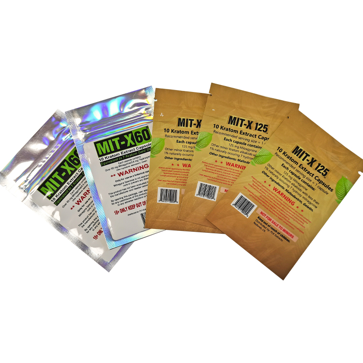 Custom Digital Printed Holographic 3-Side Seal Pouch (7x10.8cm) with Clear Window for 10ct Supplement Capsules Gallery 5
