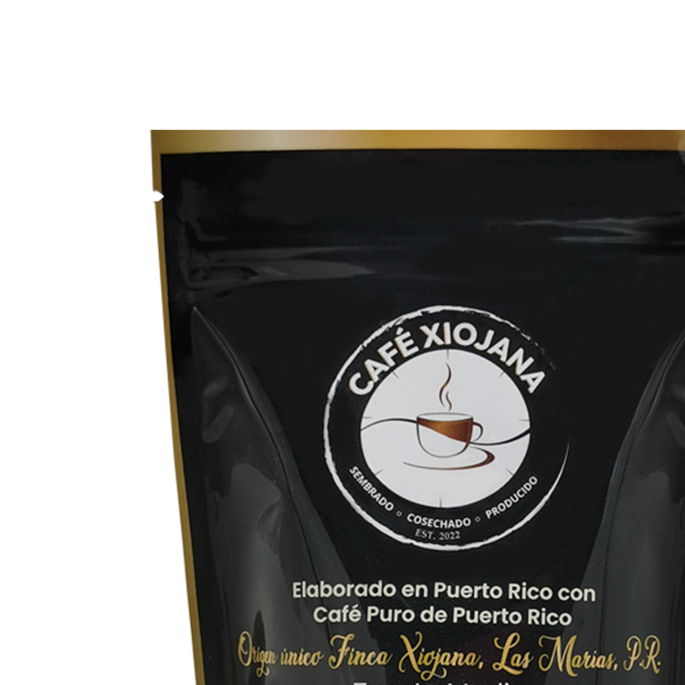 Custom Digital Printed Matte Black & Gold Stand-Up Coffee Pouch (PET/VMPET/PE) with Degassing Valve Gallery 6