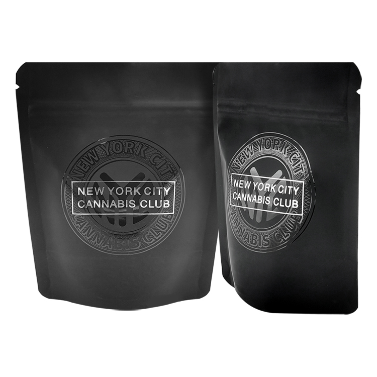 Custom Digital Printed Matte Black Stand-Up Pouch (150 Micron) with Spot UV and Silver Foiling for 3.5g Cannabis Flower & Edibles Gallery 5