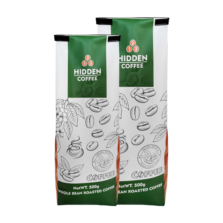 Custom Digital Printed Matte Side-Gusset Coffee Pouch (140 Micron) with Degassing Valve for 500g Whole Beans