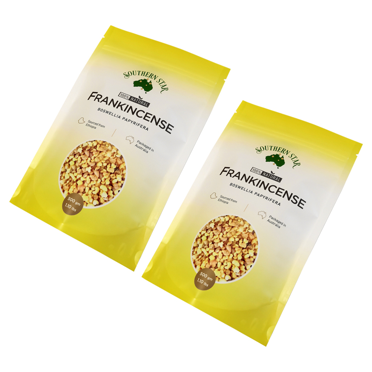 Custom Digital Printed Matte Stand-Up Pouch (120 Micron) with Clear Window for 500g Natural Frankincense Resins Gallery 4