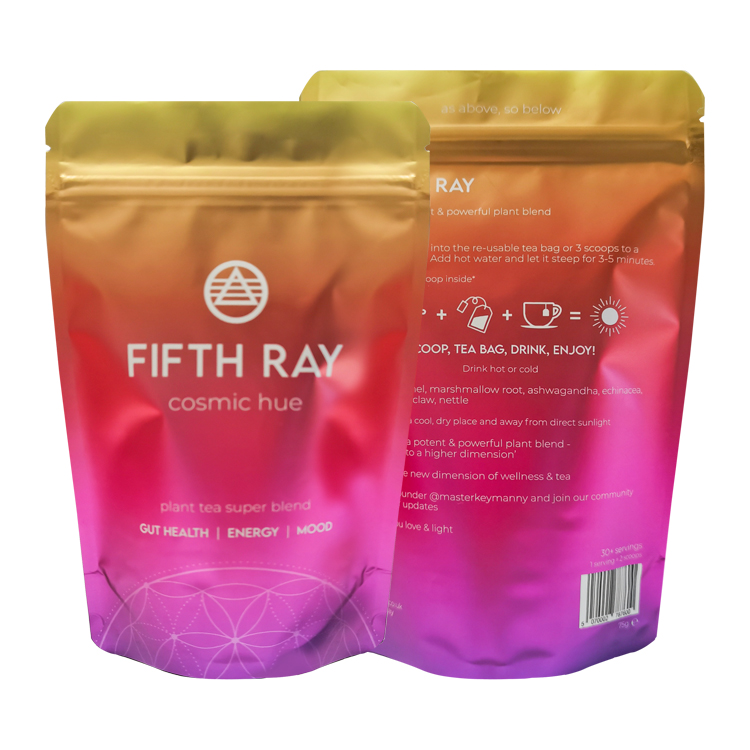 Custom Digital Printed Matte Stand-Up Pouch (120 Micron) with VMPET Barrier for 75g Herbal Tea Blends