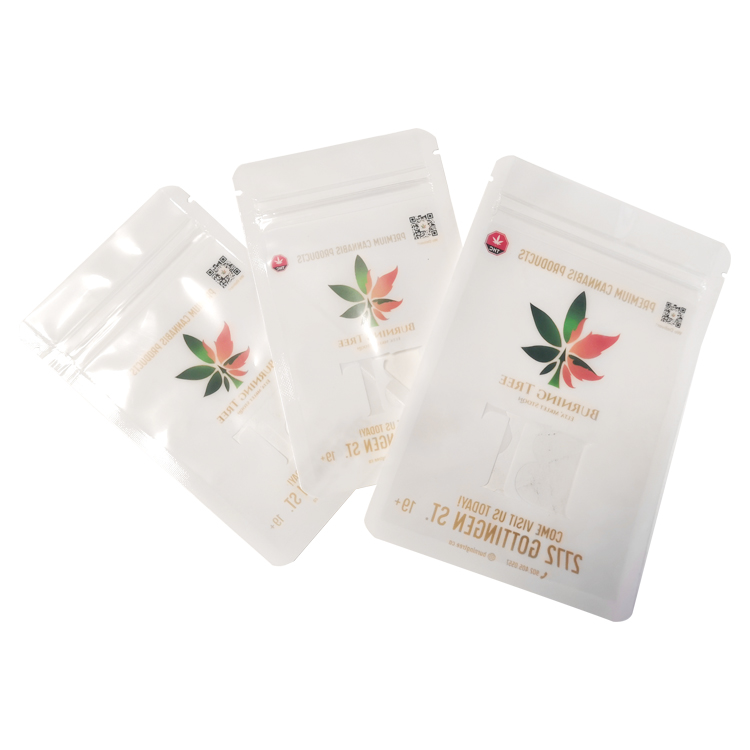 Custom Digital Printed Matte White 3-Side Seal Cannabis Pouch (PET/PE) with Spot UV & Zipper Gallery 5