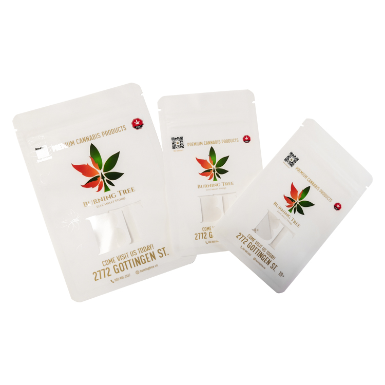 Custom Digital Printed Matte White 3-Side Seal Cannabis Pouch (PET/PE) with Spot UV & Zipper Gallery 4