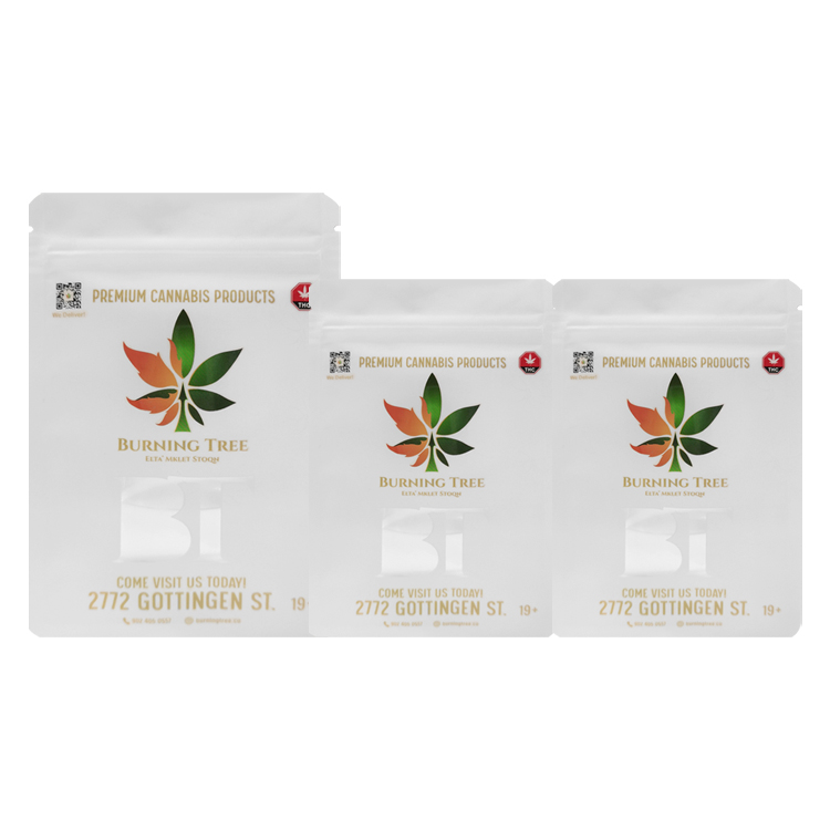 Custom Digital Printed Matte White 3-Side Seal Cannabis Pouch (PET/PE) with Spot UV & Zipper Gallery 2