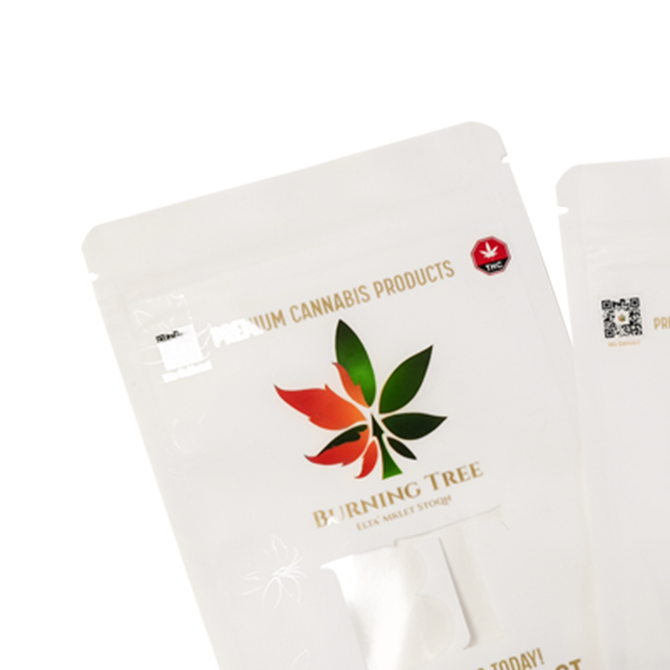 Custom Digital Printed Matte White 3-Side Seal Cannabis Pouch (PET/PE) with Spot UV & Zipper Gallery 6