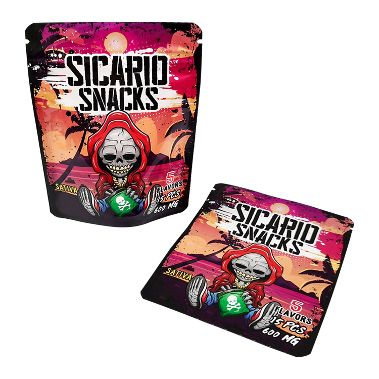 Custom Digital Printed Metallized Stand-Up Pouch (10.2x12.7cm) with Zipper for 15ct Cannabis Gummies Gallery 5