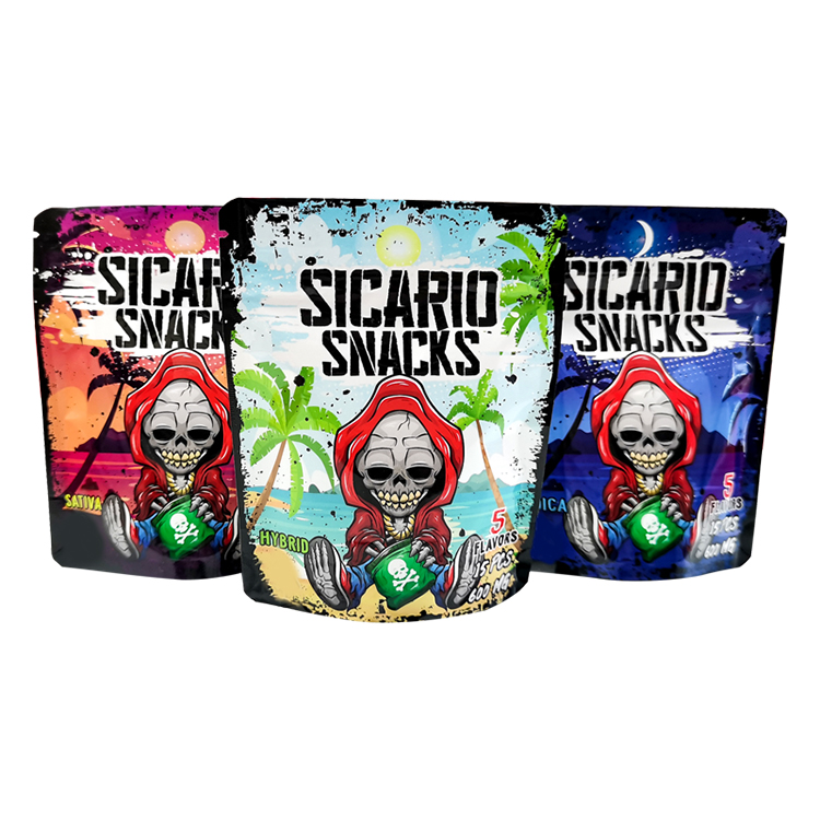 Custom Digital Printed Metallized Stand-Up Pouch (10.2x12.7cm) with Zipper for 15ct Cannabis Gummies
