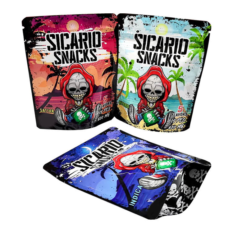 Custom Digital Printed Metallized Stand-Up Pouch (10.2x12.7cm) with Zipper for 15ct Cannabis Gummies Gallery 3