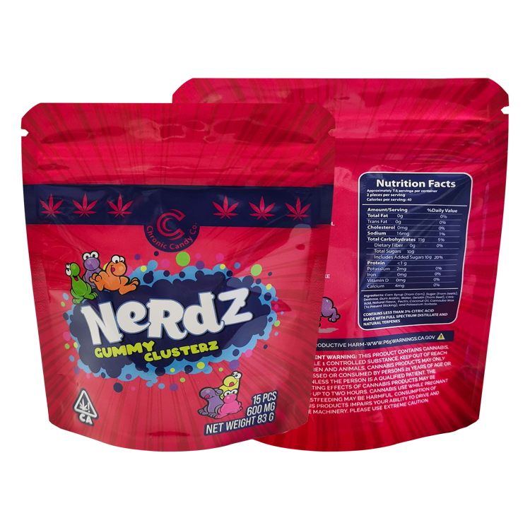 Custom Digital Printed Metallized Stand-Up Pouch Cannabis Gummy Clusters