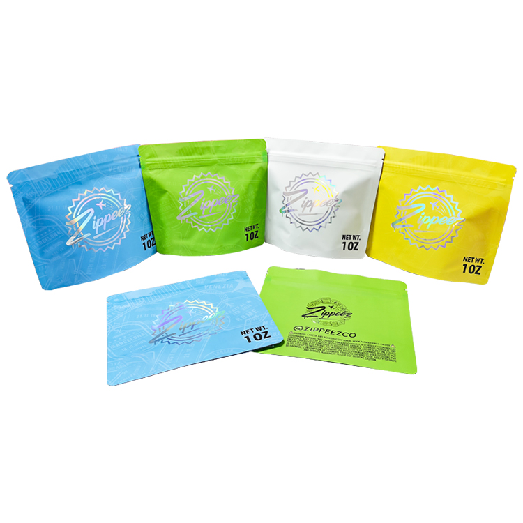 Custom Holographic Metallized Stand-Up Pouch with Spot UV for Cannabis Flower Gallery 2