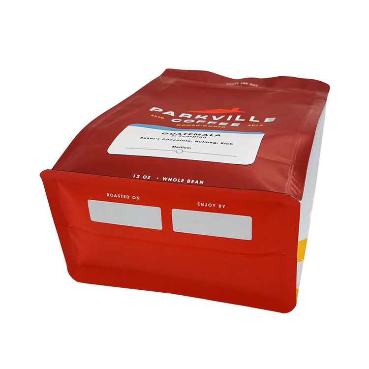 Custom Matte Red Flat Bottom Coffee Pouch (8-Side Seal) with Side Zipper and Valve for 12oz Specialty Beans Gallery 6