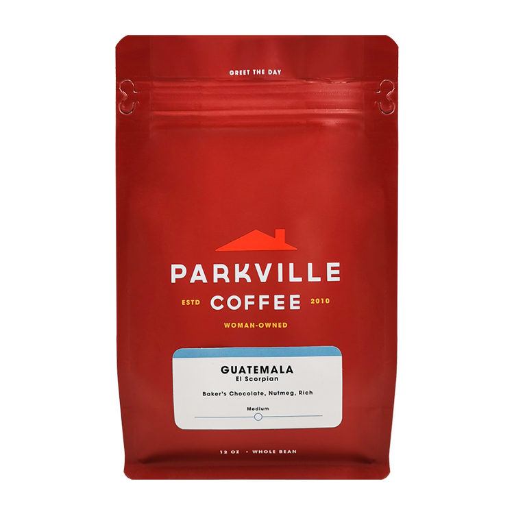 Custom Matte Red Flat Bottom Coffee Pouch (8-Side Seal) with Side Zipper and Valve for 12oz Specialty Beans Gallery 2