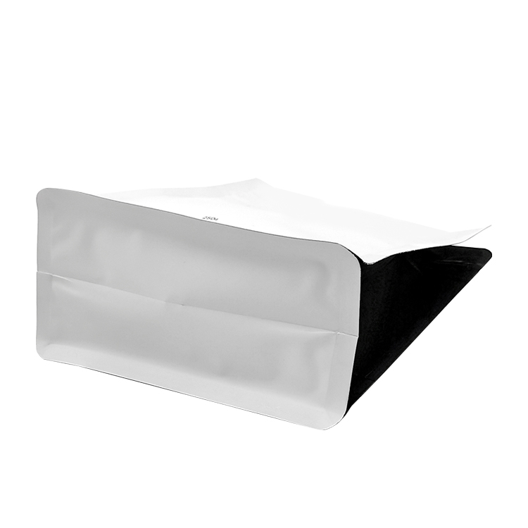 Custom Matte White Flat Bottom Coffee Pouch (8-Side Seal) with Pocket Zipper and Valve for 250g Specialty Beans Gallery 5