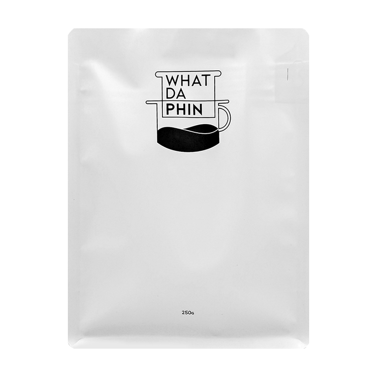 Custom Matte White Flat Bottom Coffee Pouch (8-Side Seal) with Pocket Zipper and Valve for 250g Specialty Beans Gallery 2