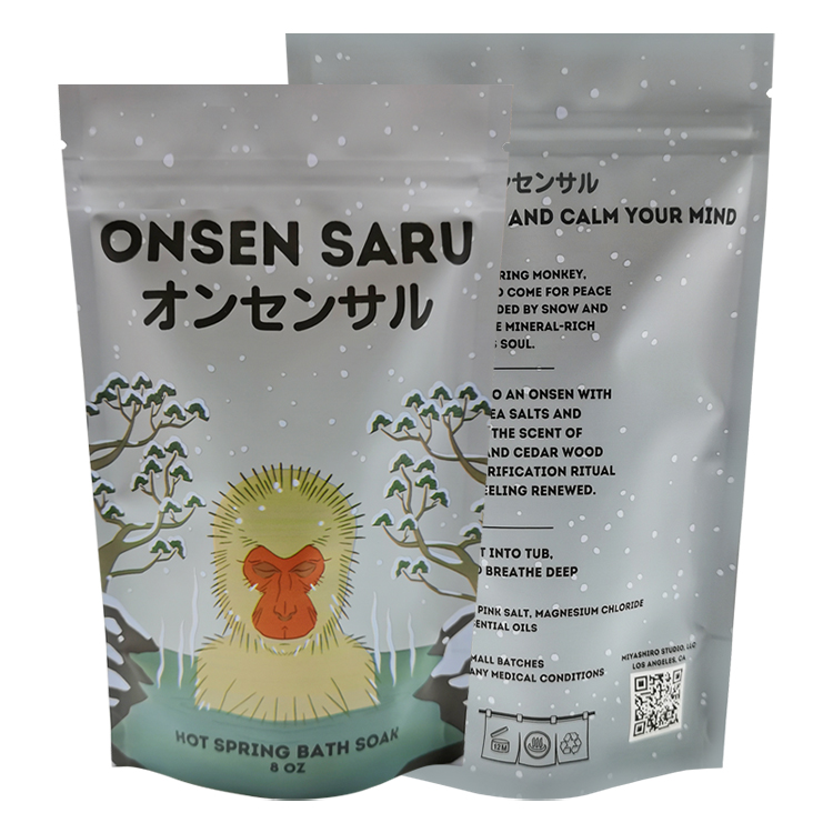 Custom Printed 100% Recyclable Stand-Up Pouch (Mono-PP) with Zipper for 8oz Bath Salts & Essential Oil Soaks